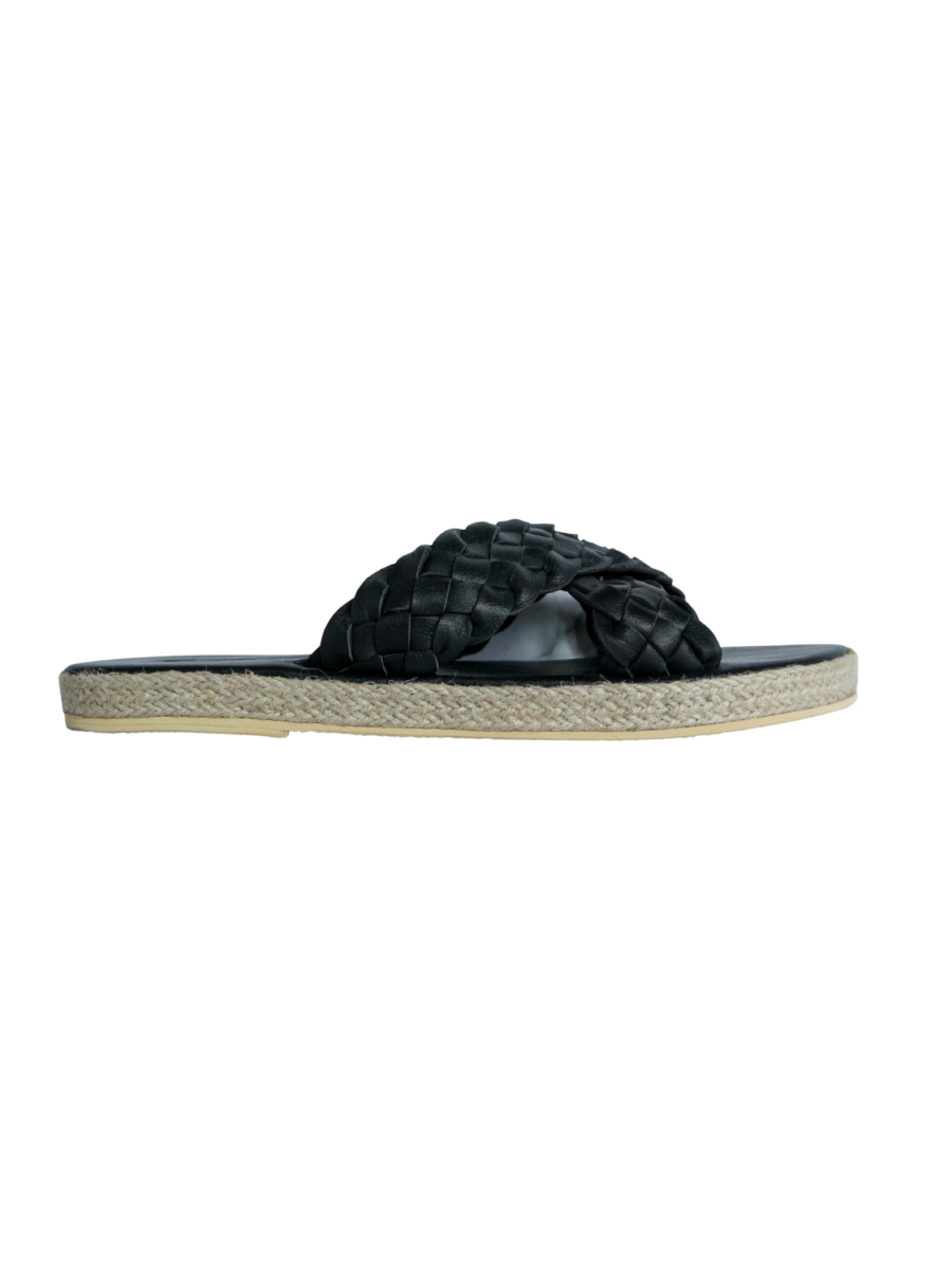 MAYA Cross Strap Slides Espadrilles - Black