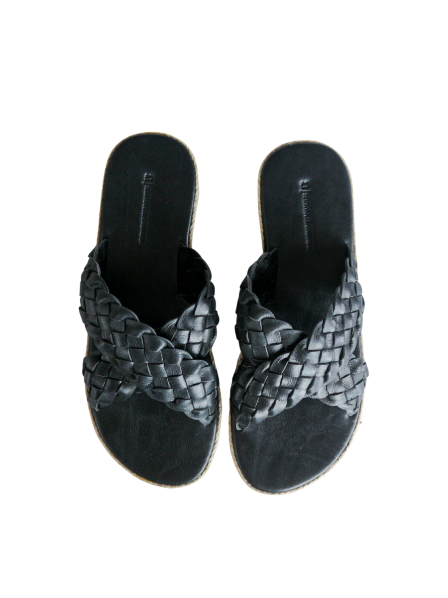 MAYA Cross Strap Slides Espadrilles - Black