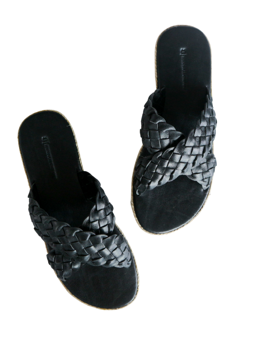 MAYA Cross Strap Slides Espadrilles - Black