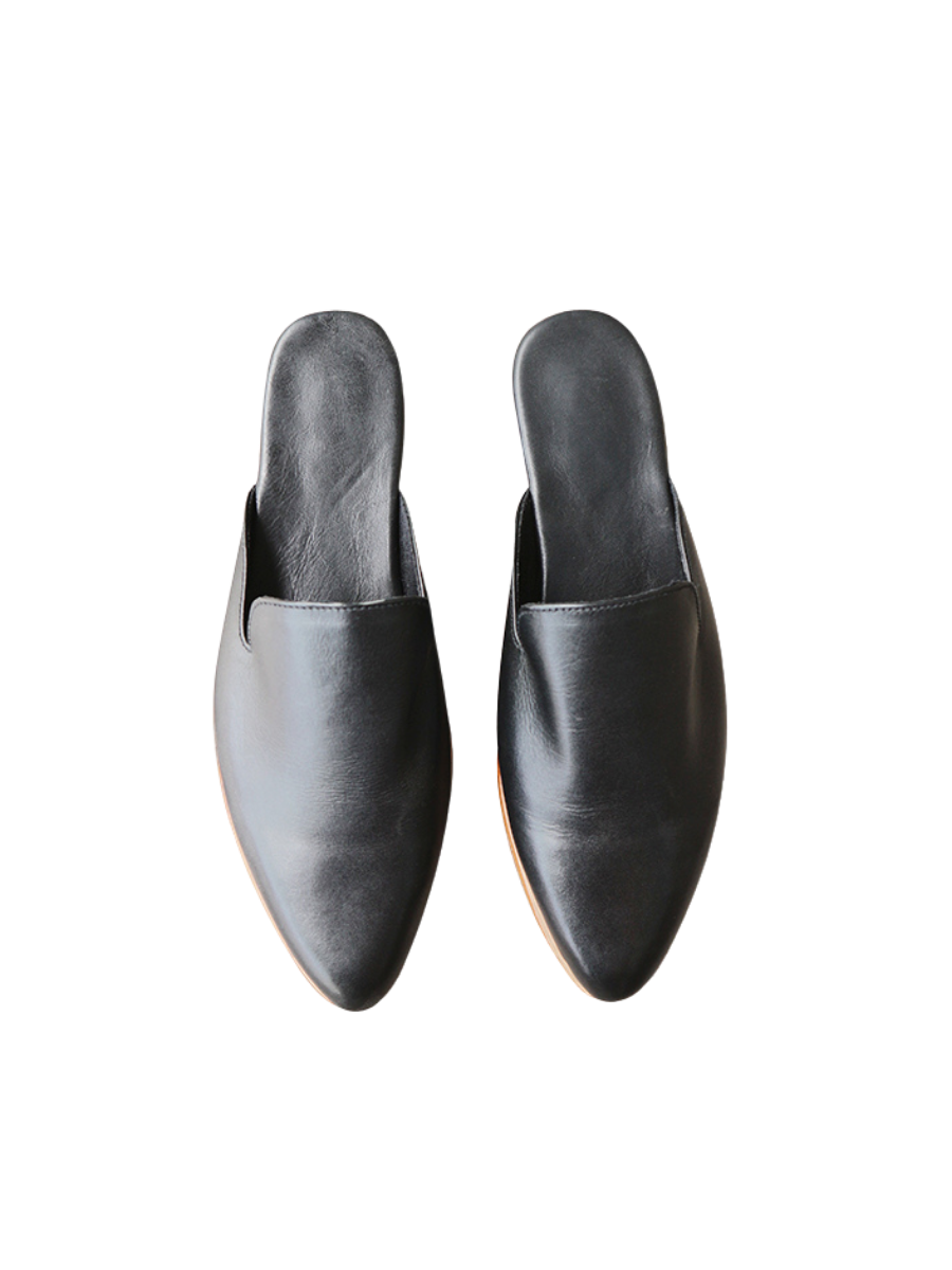 a pair of Black MIRA leather loafer