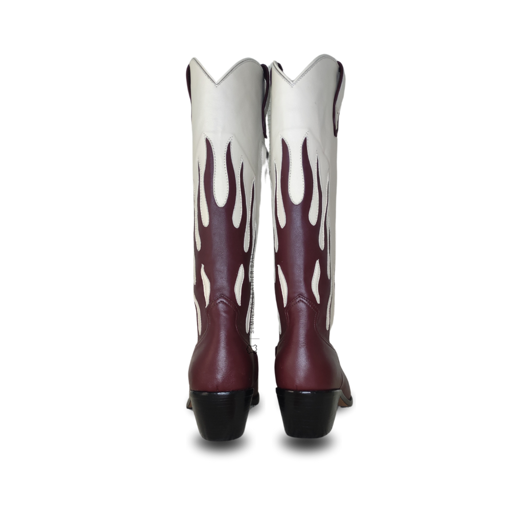 AGNI Cowboy Boots - Burgundy