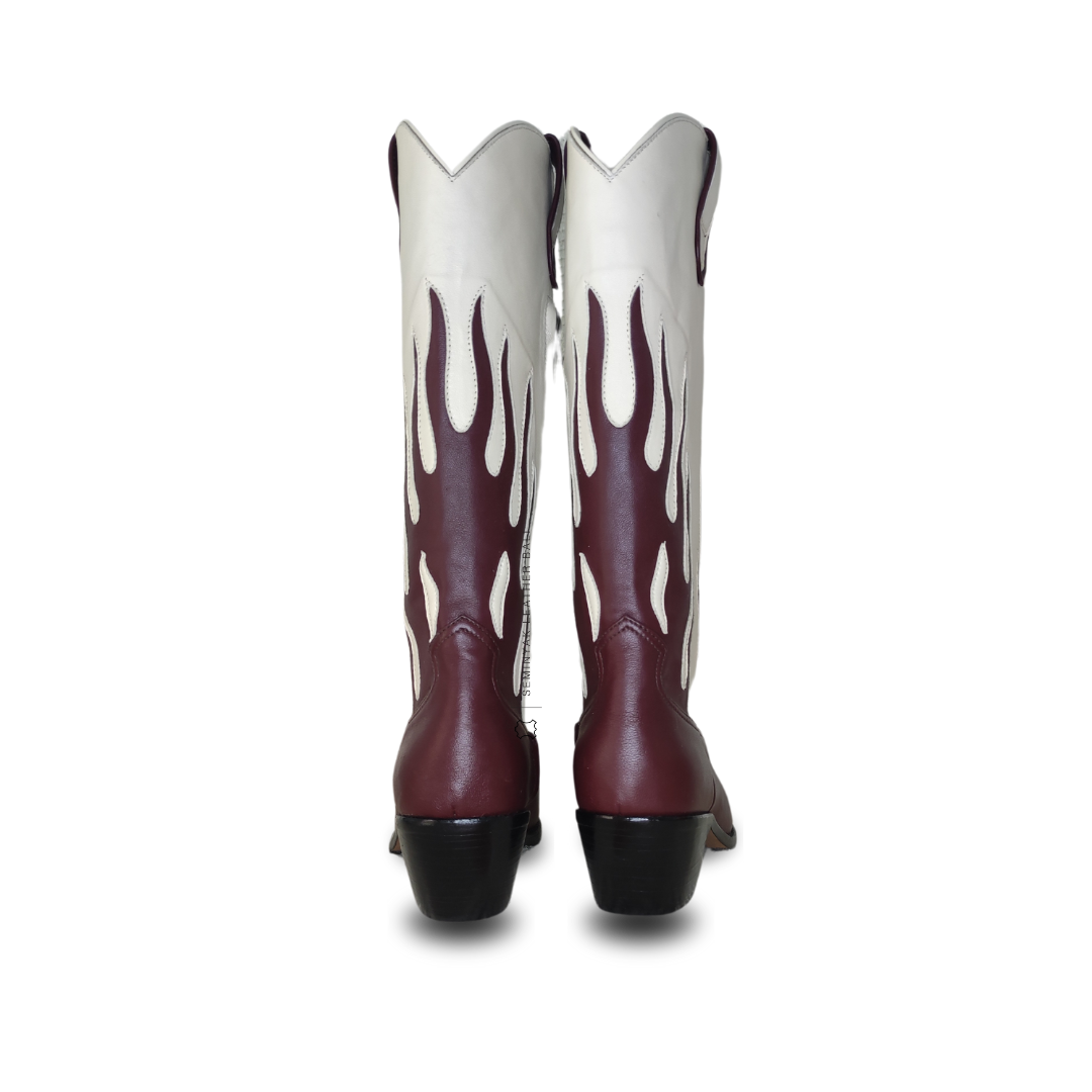 AGNI Cowboy Boots - Burgundy