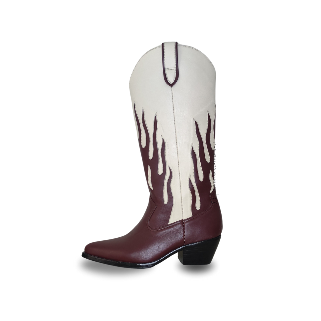 AGNI Cowboy Boots - Burgundy