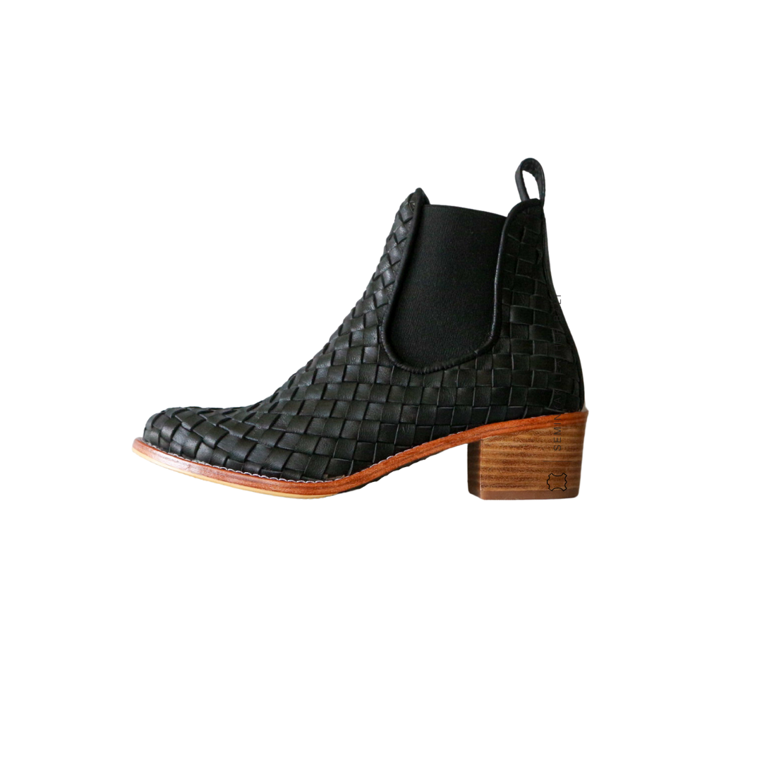NUSA Woven Leather Western Boots