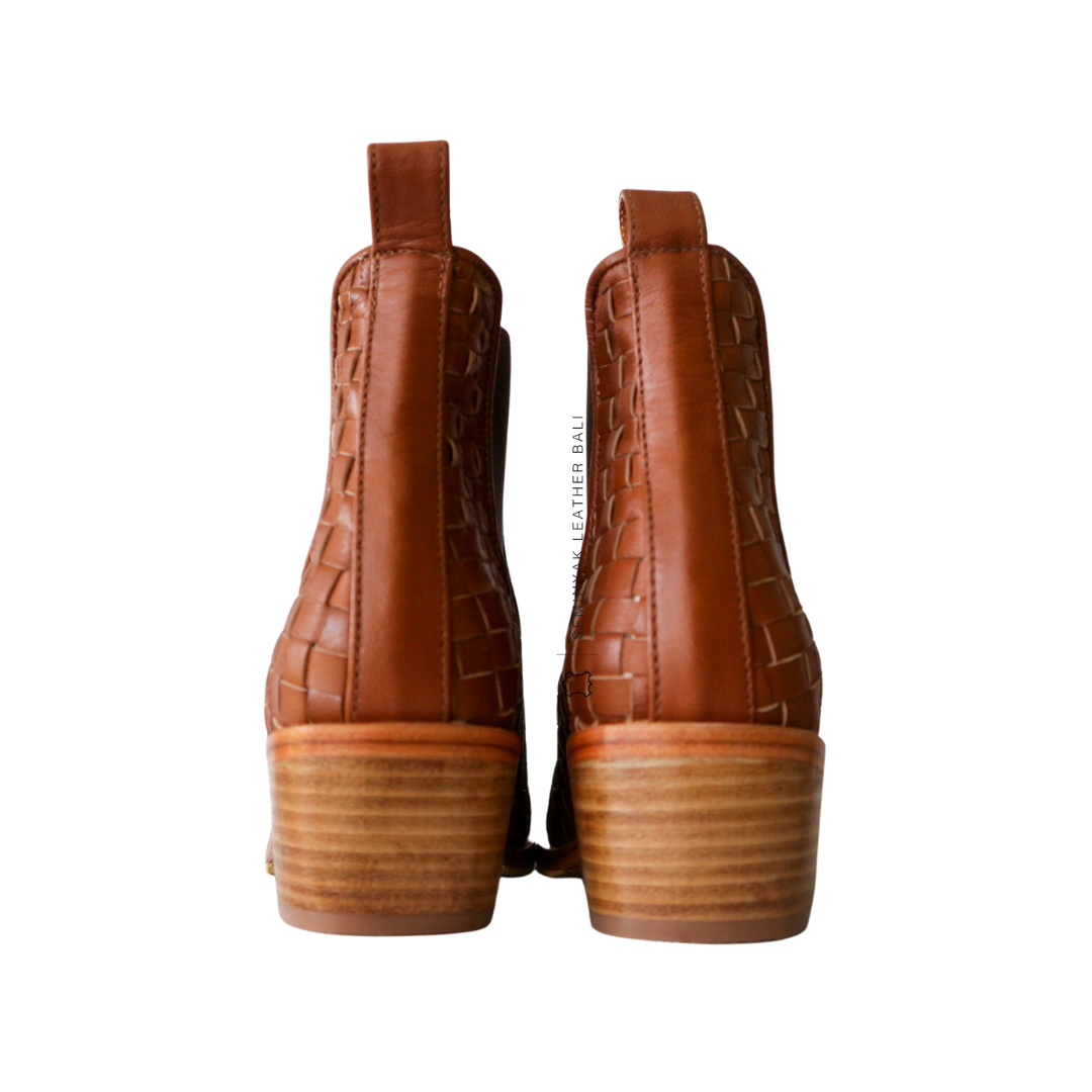 NUSA Woven Leather Western Boots