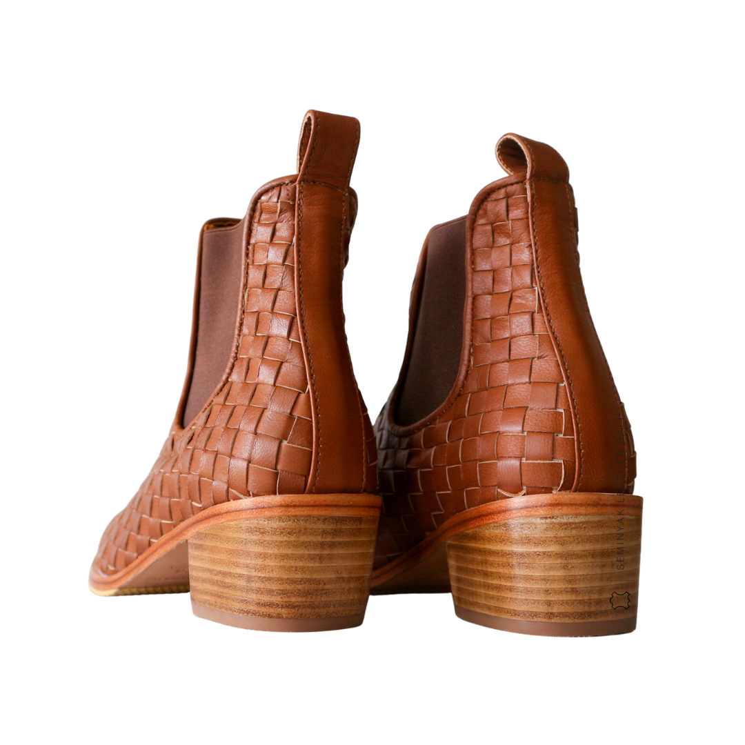 NUSA Woven Leather Western Boots