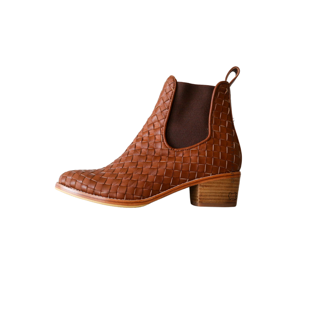 NUSA Woven Leather Western Boots