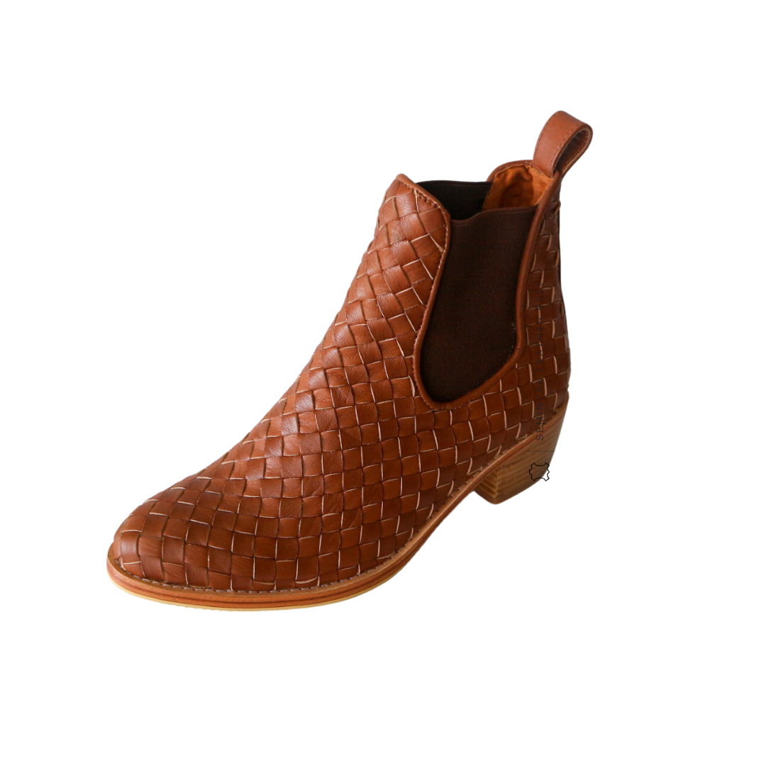 NUSA Woven Leather Western Boots