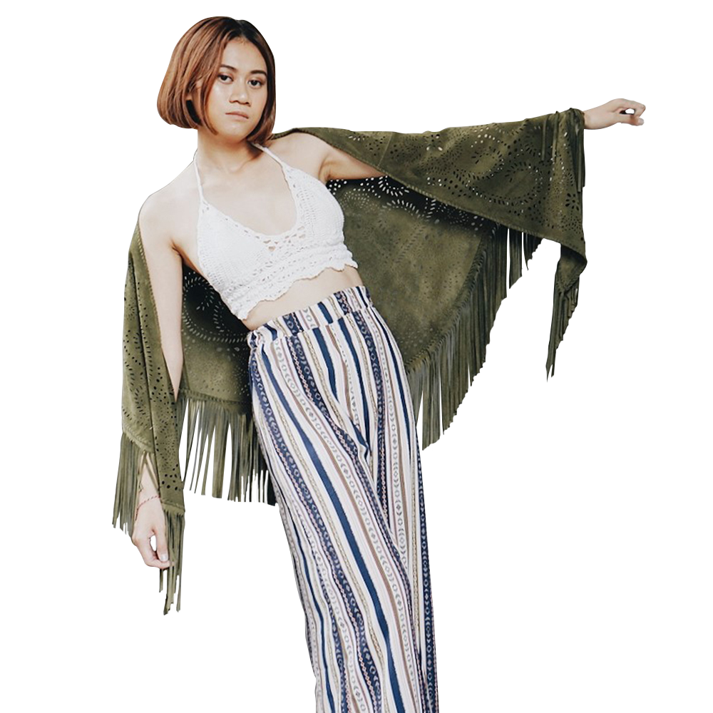 GAYATRI Suede Shawl - Olive Green