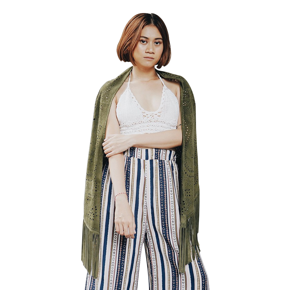 GAYATRI Suede Shawl - Olive Green