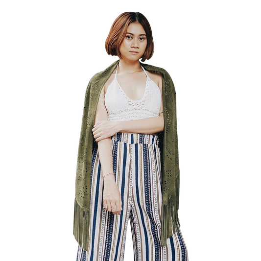 GAYATRI Suede Shawl - Olive Green