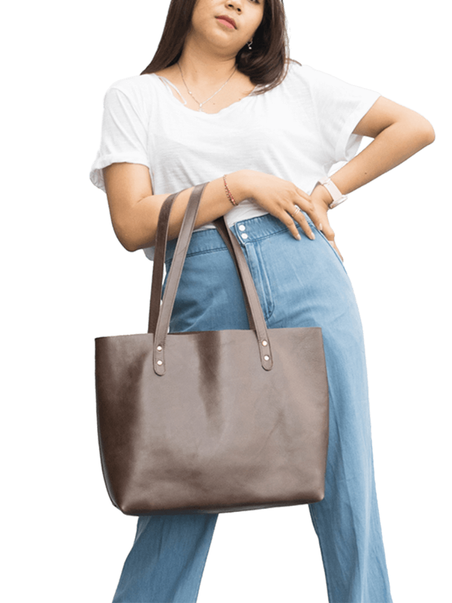 dark brown ellen market tote bag