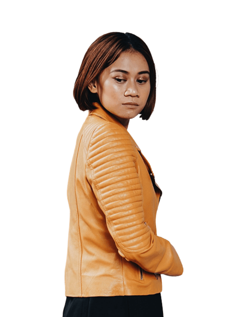 tan colored ivy biker leather jacket