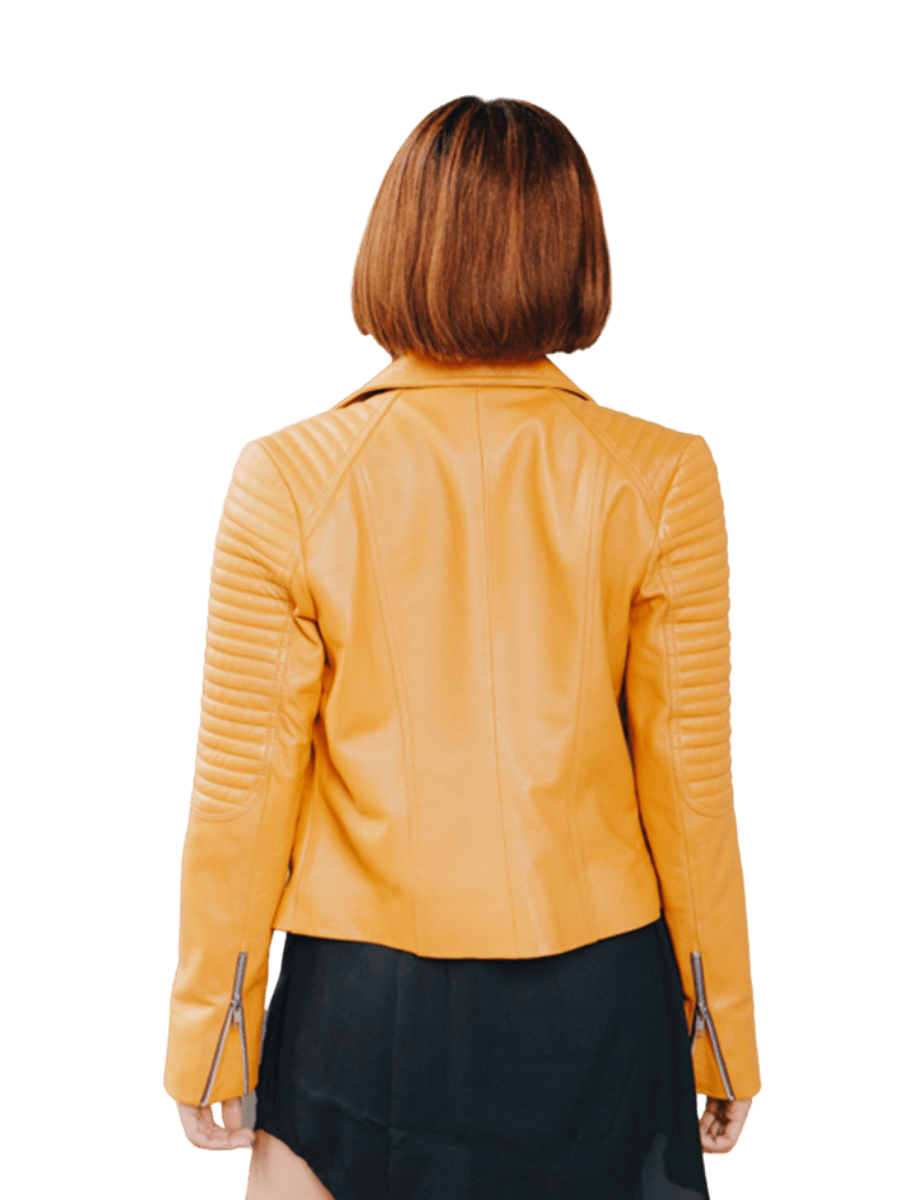 tan colored ivy biker leather jacket