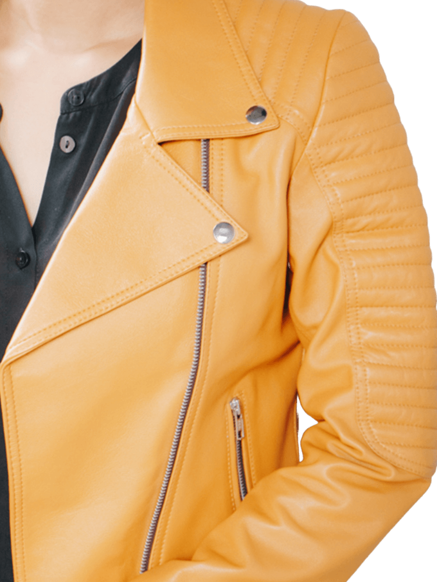 tan colored ivy biker leather jacket