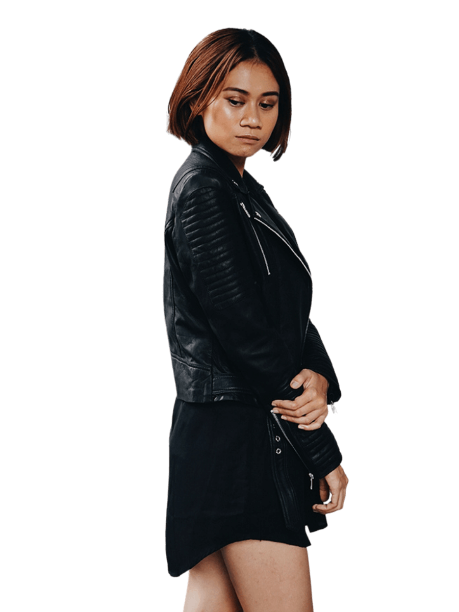 black hadley biker leather jacket