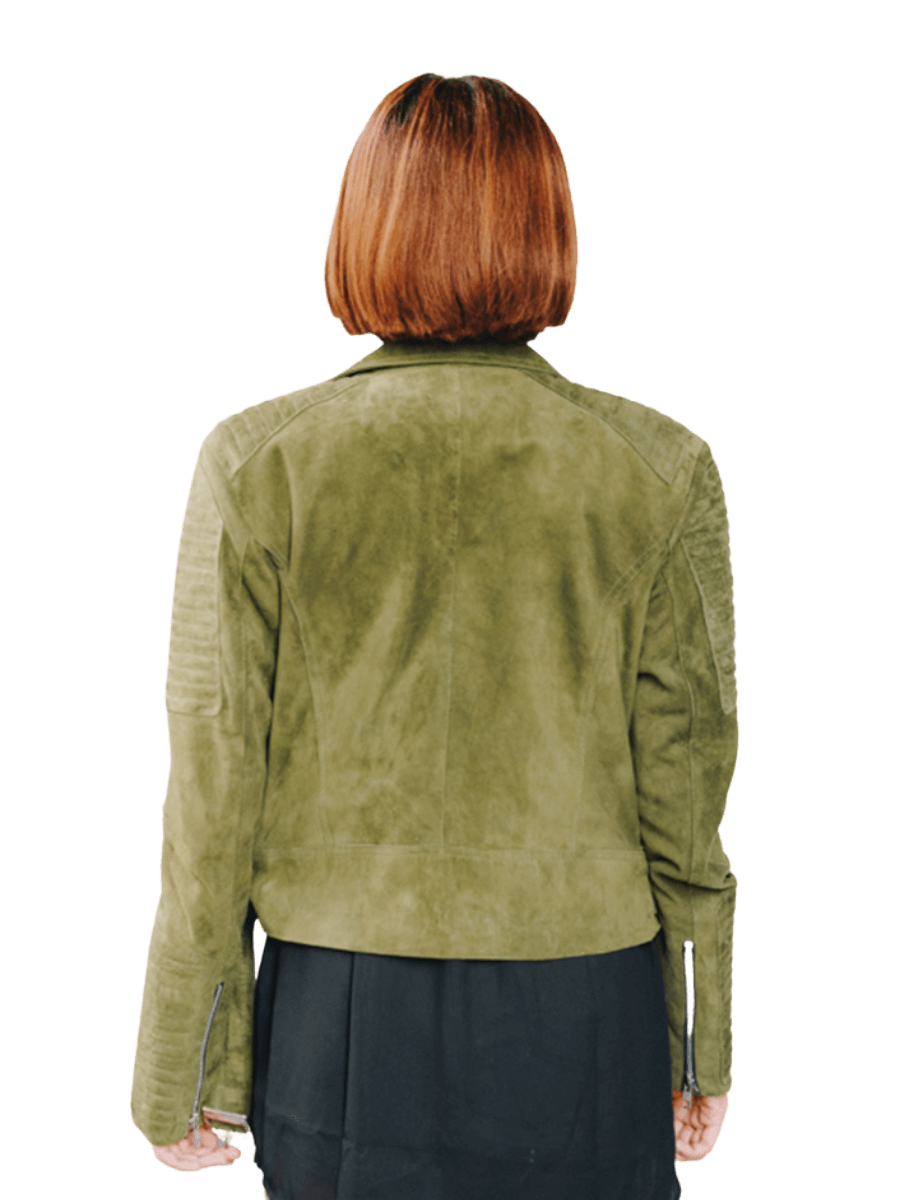 olive green hadley suede biker jacket