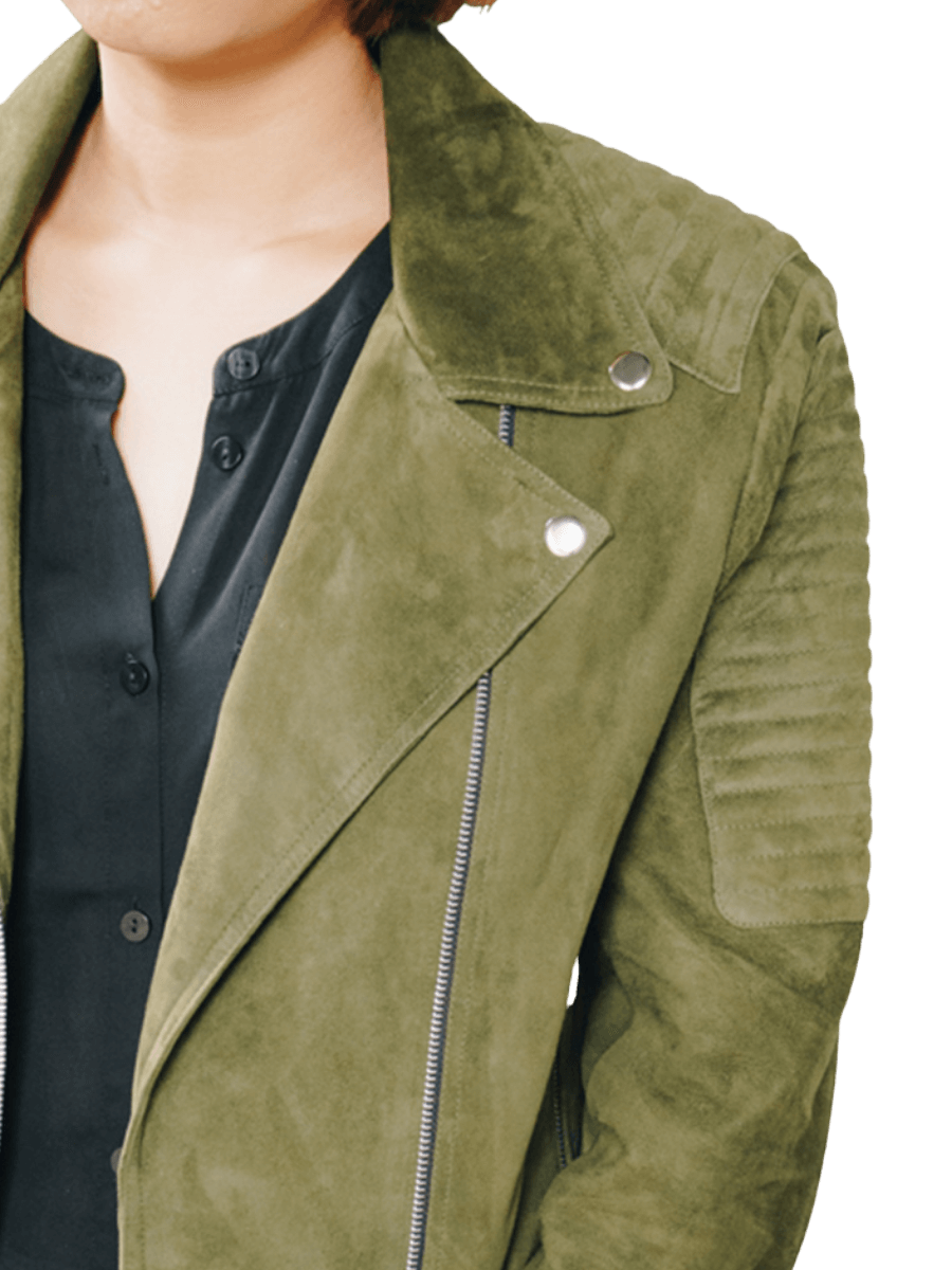 olive green hadley suede biker jacket