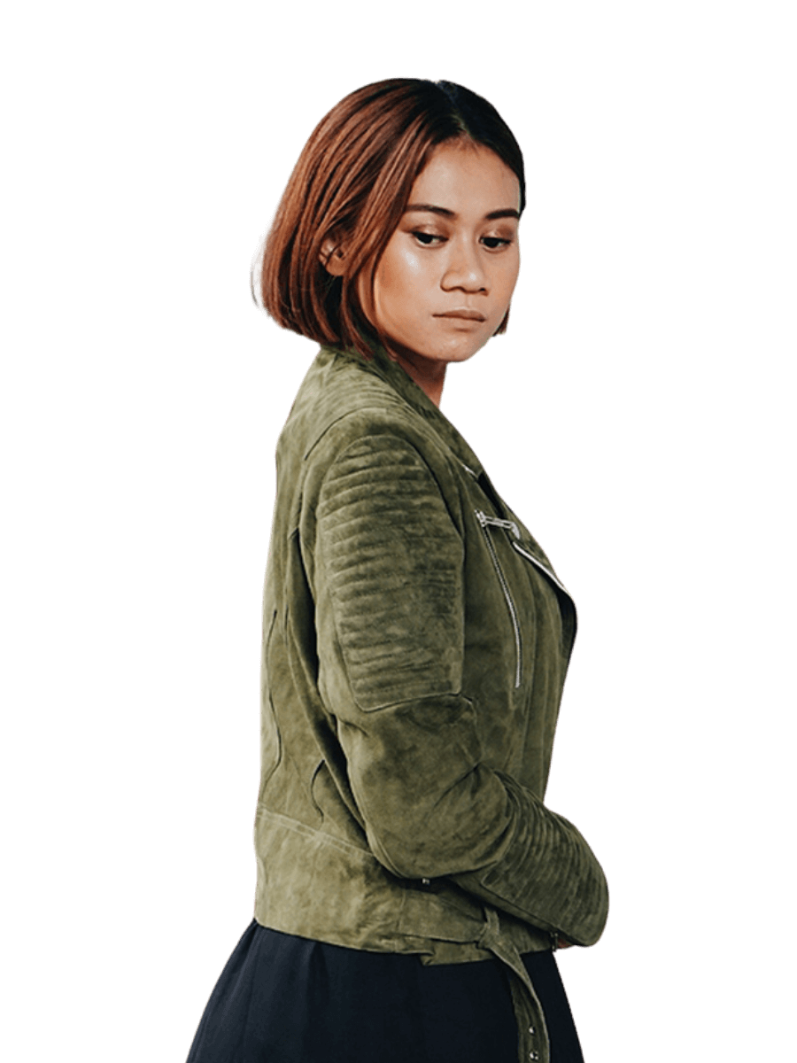 olive green hadley suede biker jacket