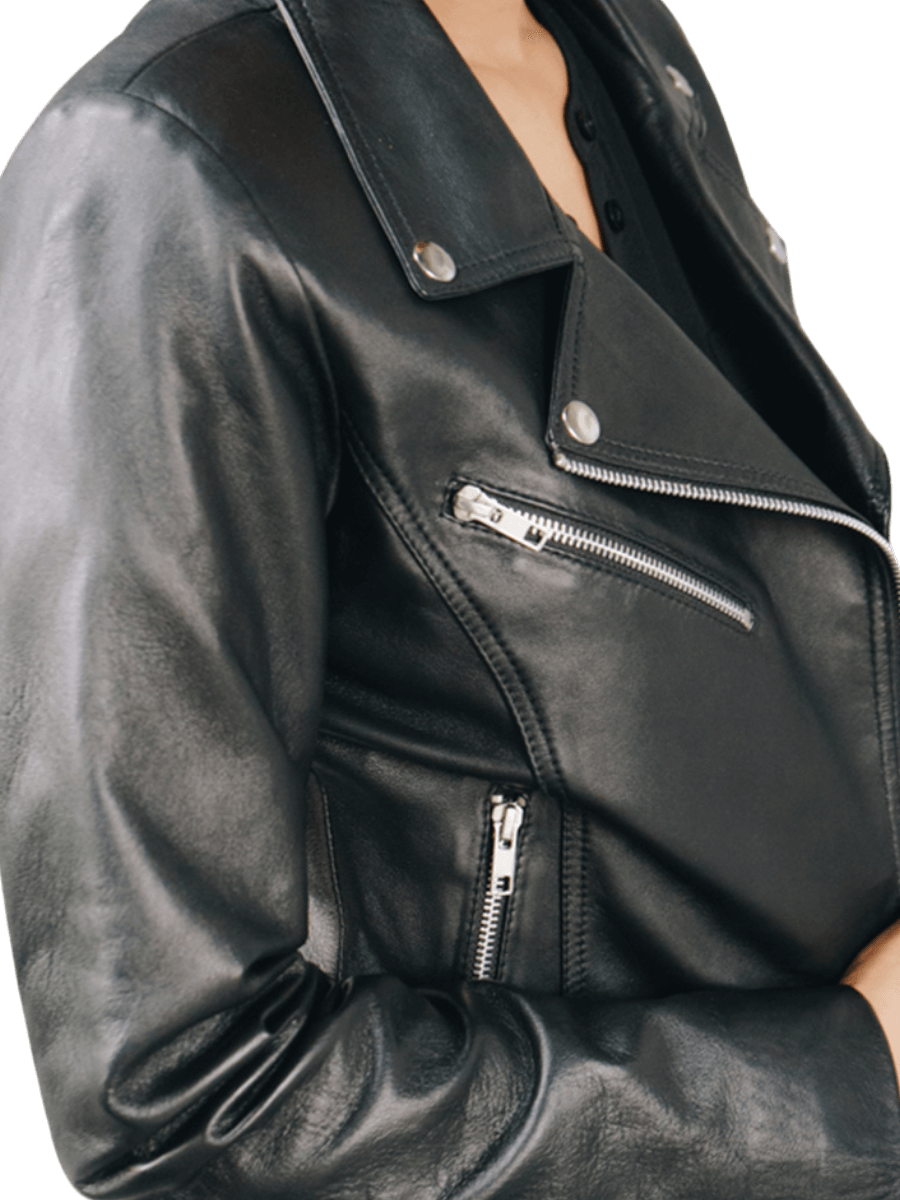 black ivy biker leather jacket