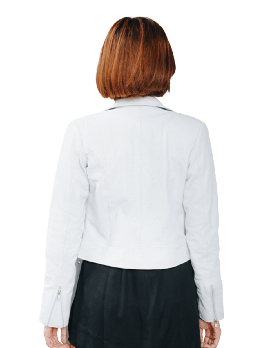 white ivy biker leather jacket