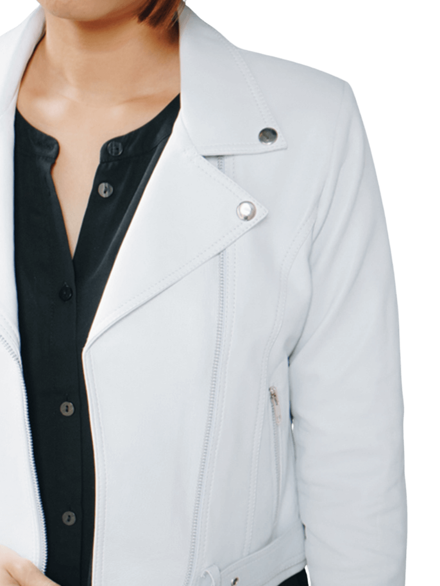 white ivy biker leather jacket