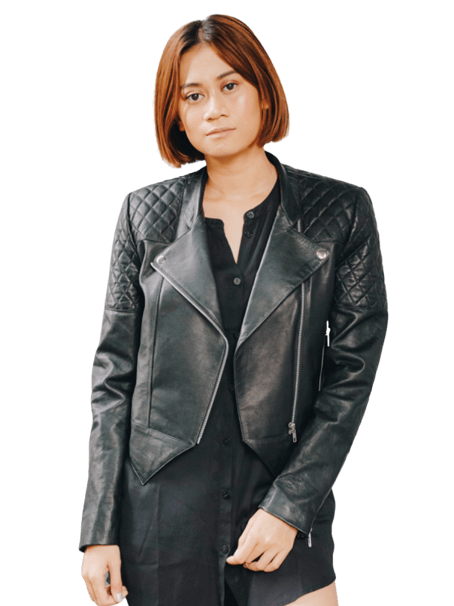 look amazing with jade quilted biker jacket