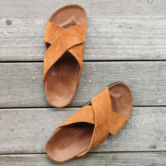 LYN Suede Sandals - Golden Tan