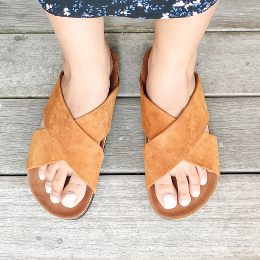 LYN Suede Sandals - Golden Tan