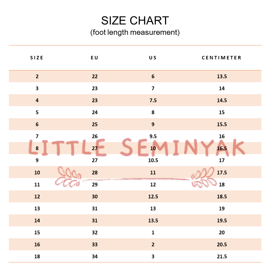 little seminyak size chart