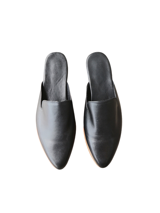 a pair of Black MIRA leather loafer