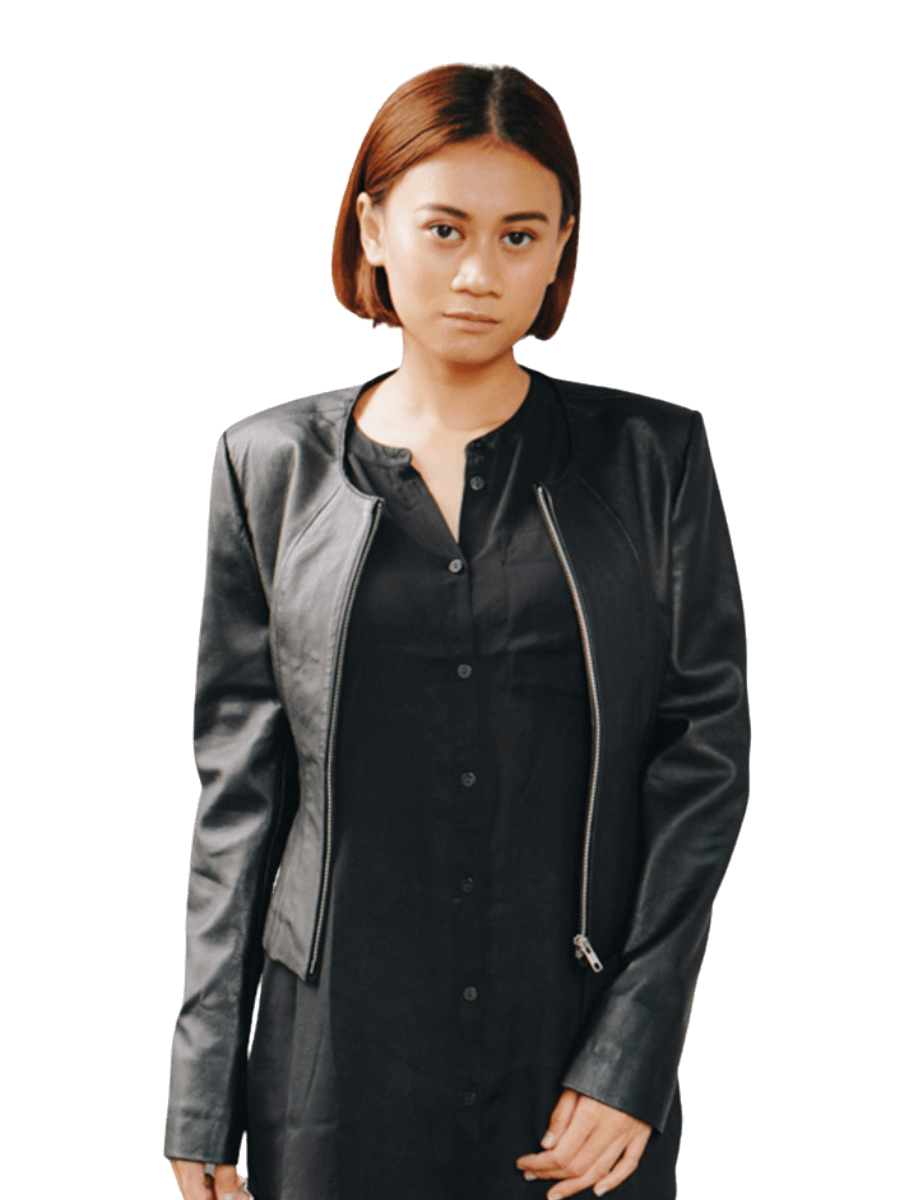 look cool with black nora leather jacket
