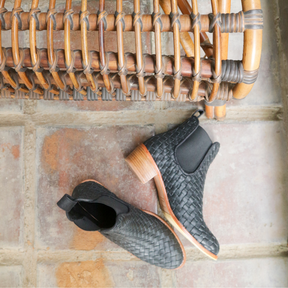 NUSA Woven Leather Western Boots - Black | BOOTS by Seminyak Leather Bali