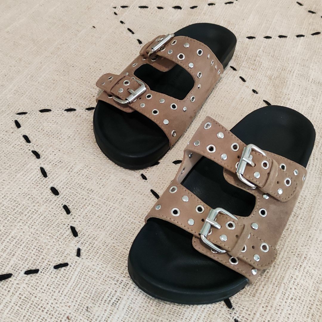 RIVETTE Studded Sandals - Taupe