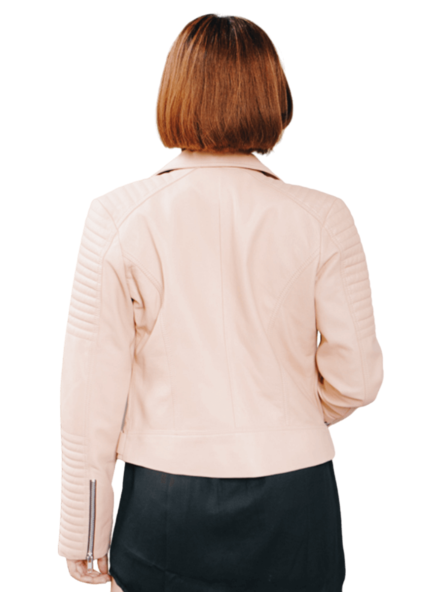 nude colored taylor biker jacket