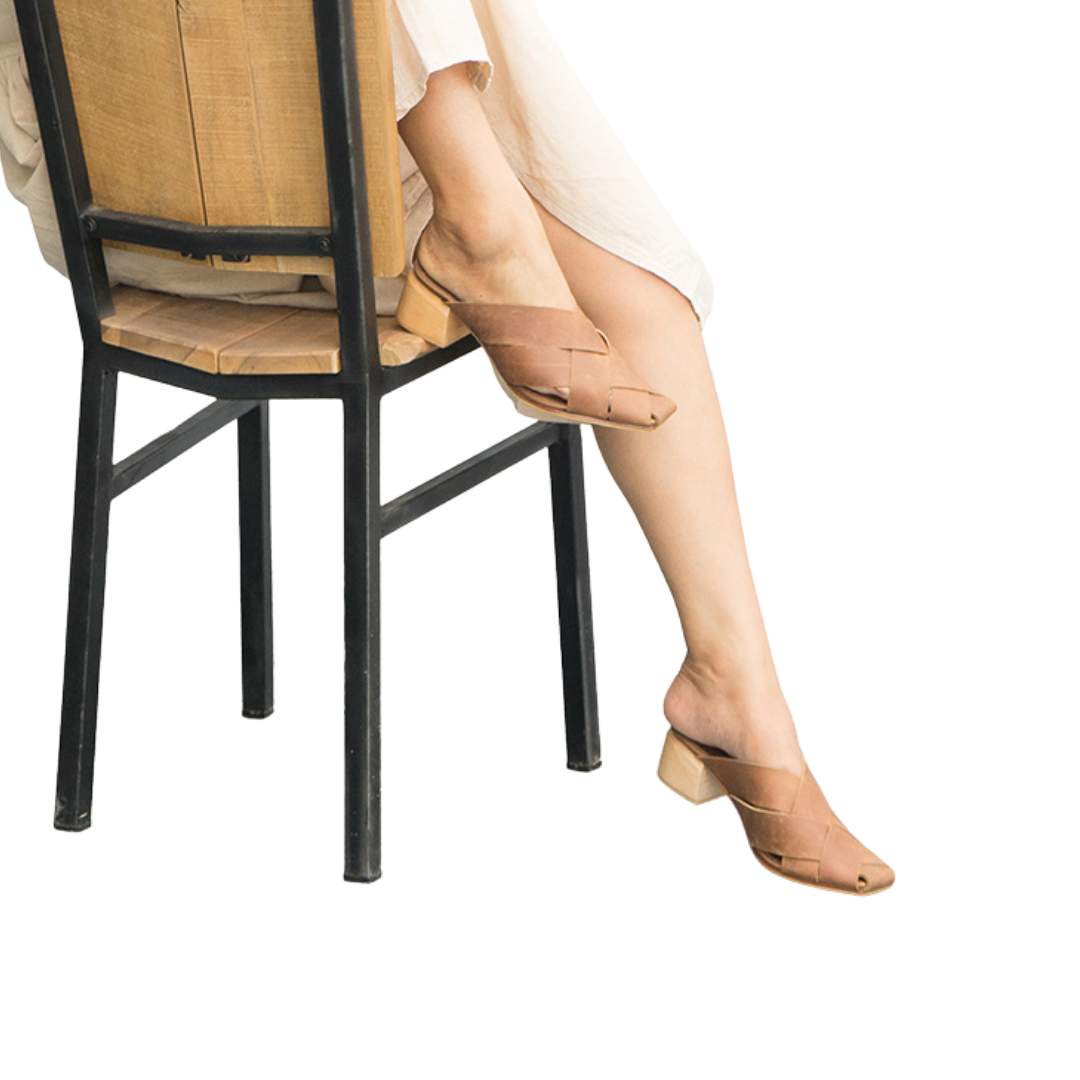 YOLA Square Toe Heels Antique Brown HEELS by Seminyak Leather Bali