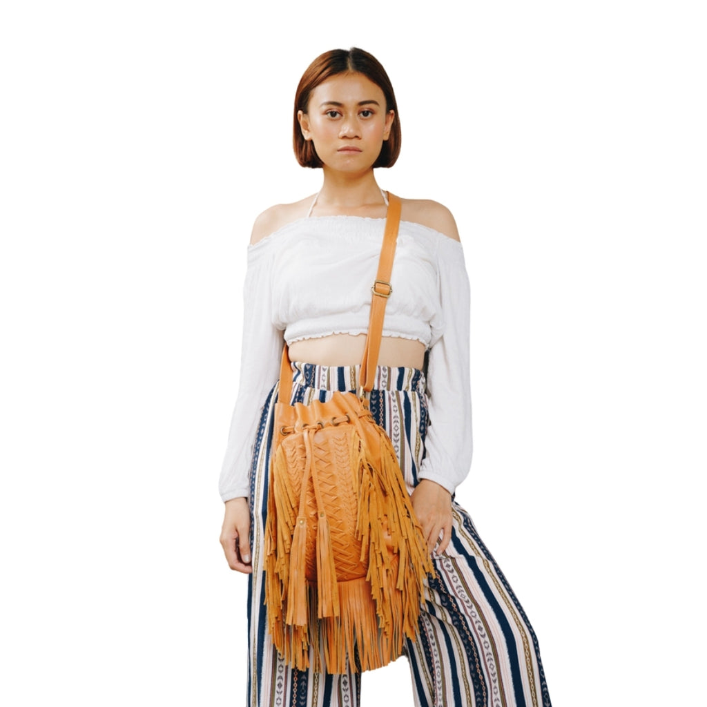 ZOE Fringe Crossbody Bag - Tan