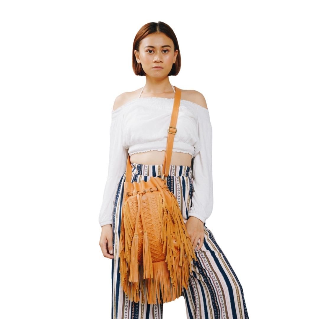 ZOE Fringe Crossbody Bag - Tan