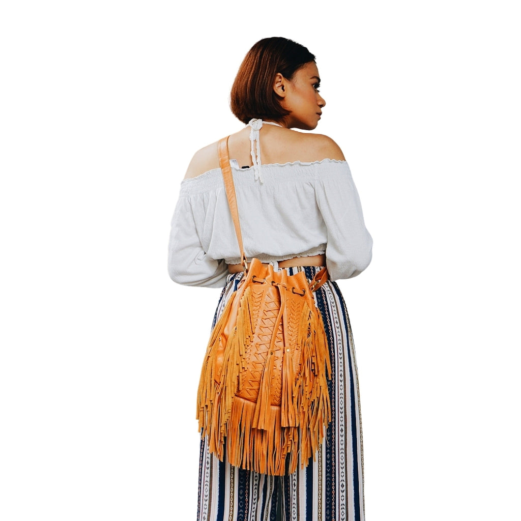 ZOE Fringe Crossbody Bag - Tan