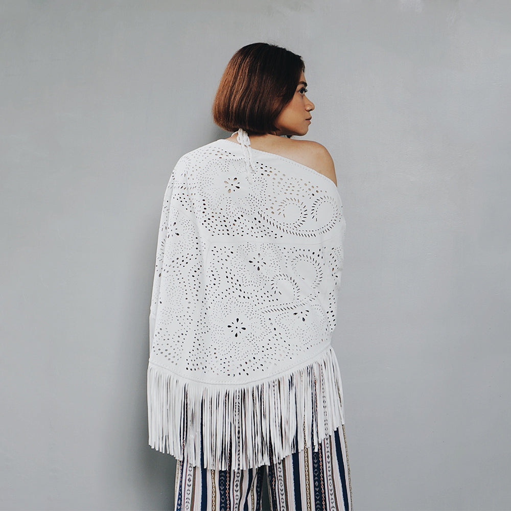 GAYATRI Suede Shawl - White